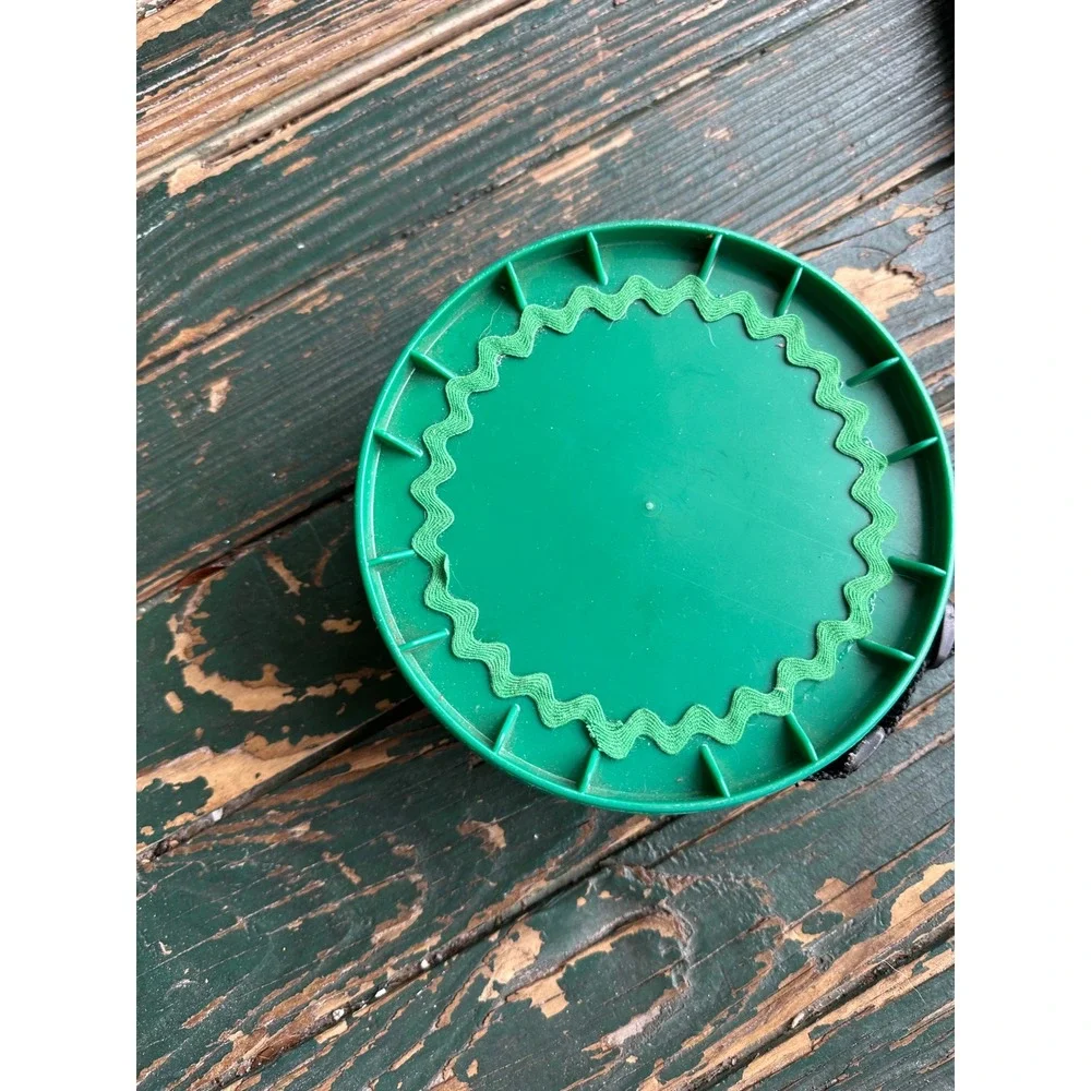 Green Plastic Round Storage Canister with Carrying Strap and Screw Lid